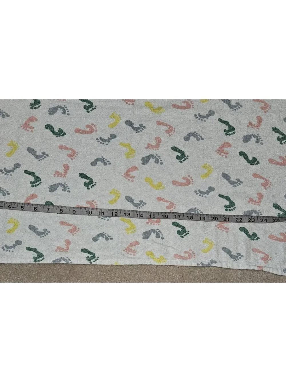 2 VTG Standard Textile Receiving Blanket Lot Footprints Pink Yellow Green Blue